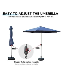 Flynama Outdoor 9FT Patio Table Waterproof Umbrella with Push Button Tilt and Crank with 8 Sturdy Ribs
