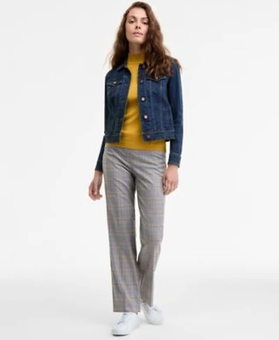 Jones New York Womens Denim Trucker Jacket Knit Shell Pull On Pants