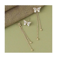 Sohi Women's White Butterfly Drop Earrings