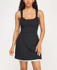 Row A Juniors' Scuba Crepe Sleeveless A-line Dress