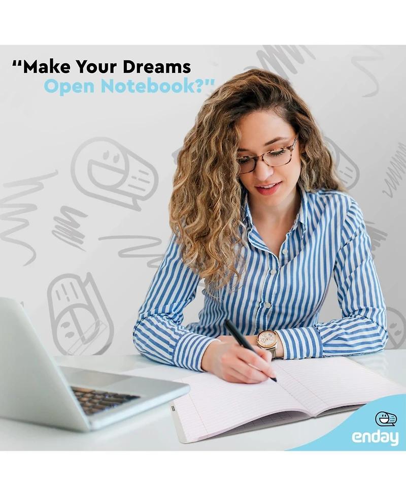 Enday Composition Notebooks College Ruled Paper, Pink Hard Cover Notebook, Premium Lined Books, 100 Sheets Notebook