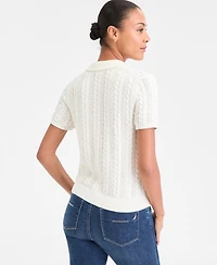 Nautica Jeans Women's Cotton Polo Cable-Knit Sweater