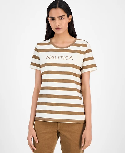 Nautica Jeans Women's Round-Neck Logo T-Shirt