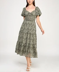 Trixxi Juniors' Chiffon Printed Fit & Flare Midi Dress