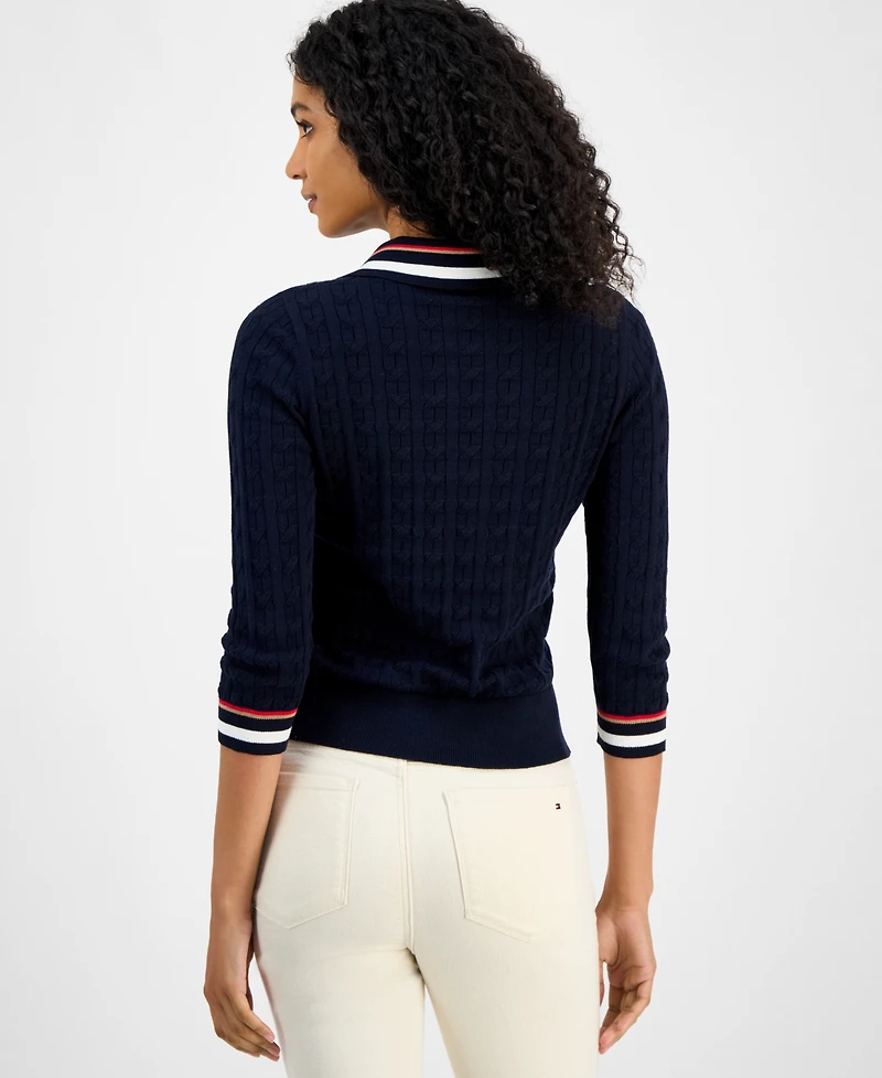Tommy Hilfiger Women's Spread-Collar Cotton Sweater