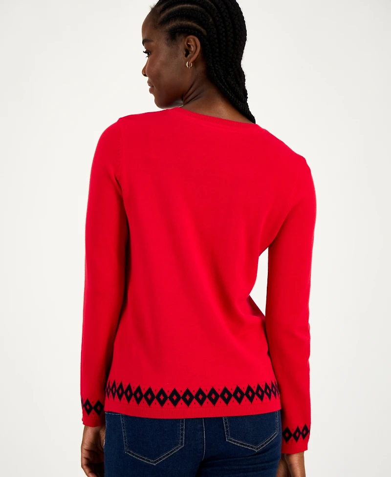 Tommy Hilfiger Women's Cotton Beanie Bear Crewneck Sweater