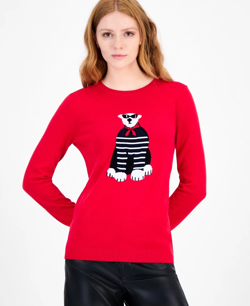 Tommy Hilfiger Women's Cotton Sunglasses Bear Crewneck Sweater