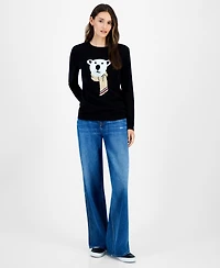 Tommy Hilfiger Women's Cotton Scarf Bear Crewneck Sweater