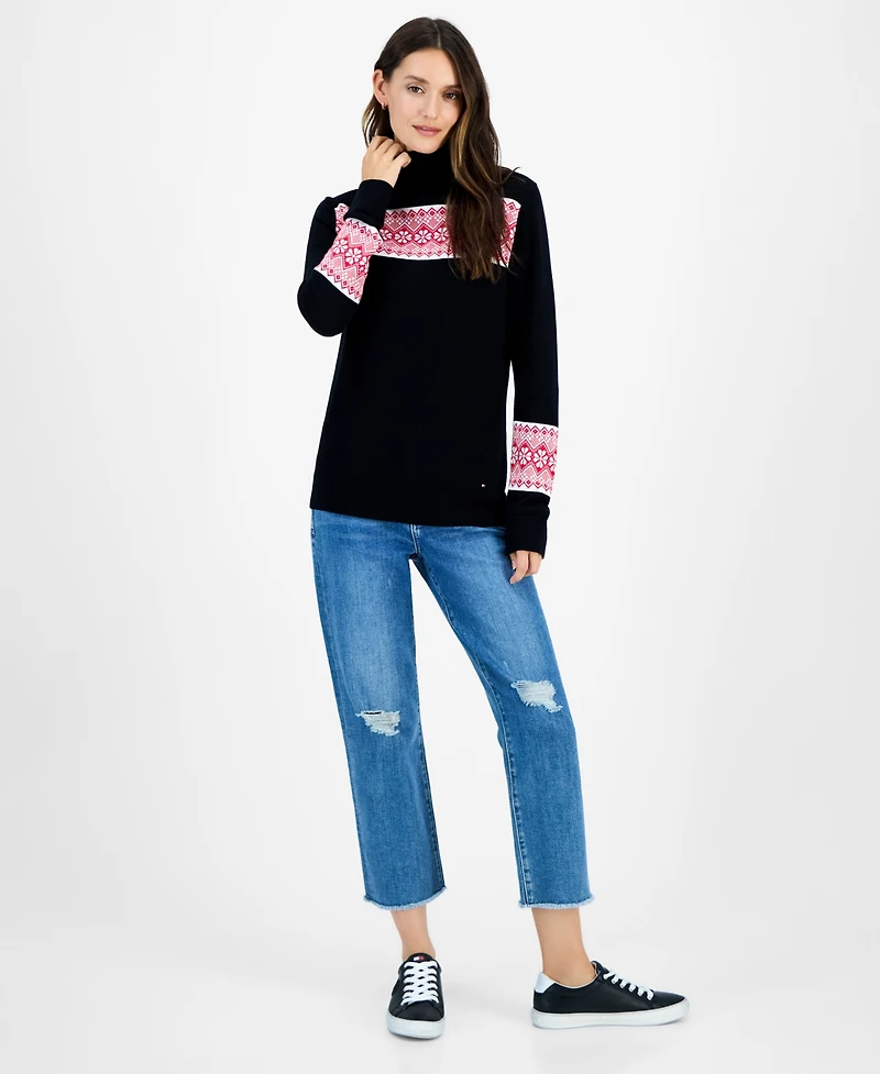 Tommy Hilfiger Women's Cotton Fair Isle Turtleneck Sweater