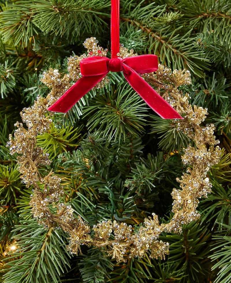 Holiday Lane Berry Tones Gold-Tone Wreath Ornament, Macy's Exclusive