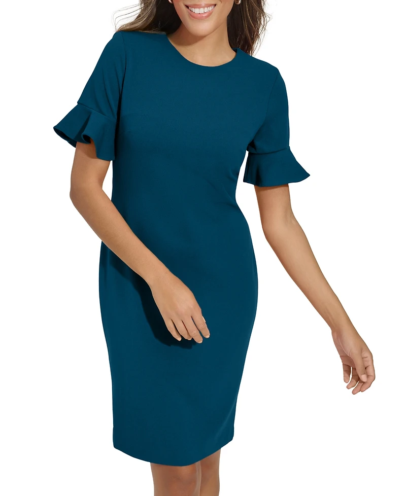 Calvin Klein Women's Scuba Crepe Short-Sleeve Sheath Dress