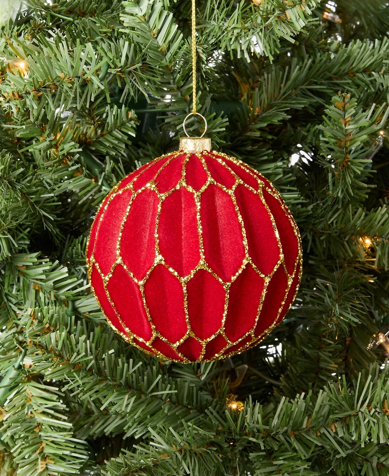 Holiday Lane Berry Tones Red Honeycomb Ball Ornament, Macy's Exclusive