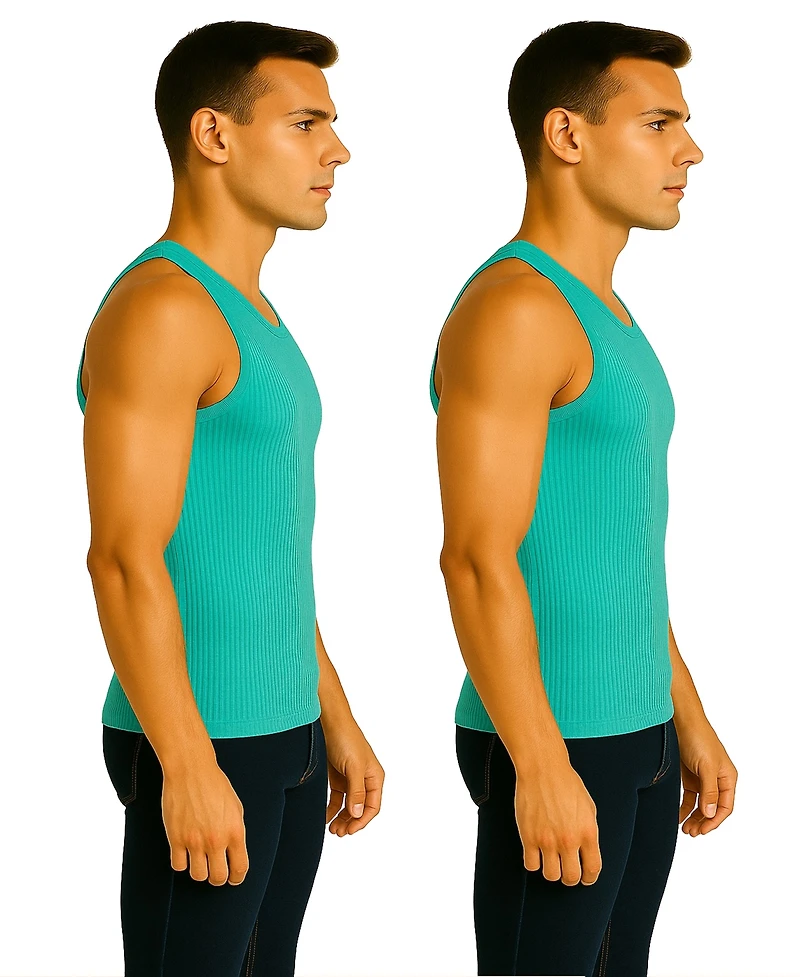 Galaxy By Harvic Men's 2-Pack Heavyweight Ribbed Tank Top
