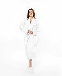 Linum Home Turkish Personalized Unisex Anovia Velour Cotton Bathrobe