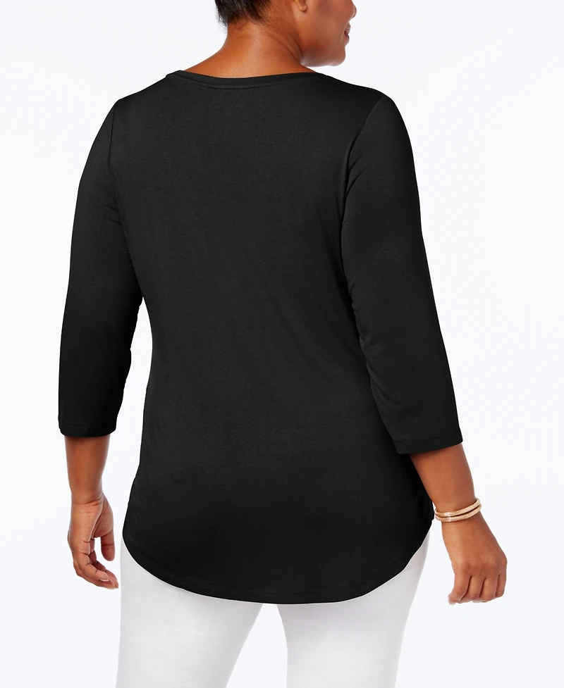 Jm Collection Plus 3/4-Sleeve Top, Exclusively at Macy's