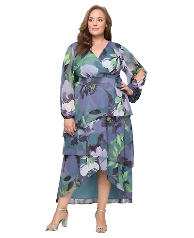 Sl Fashions Plus High-Low Chiffon A-Line Dress