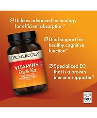 Dr. Mercola Vitamins D3 & K2, 90 Servings, Supports Immune Health