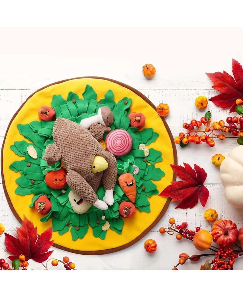 Nocciola 7-in-1 Turkey Dog Toy,Big Turkey Puzzle Toy with 6 Squeaky Veggie Plush Toy, Interactive Enrichment Dog Toys for All Breeds