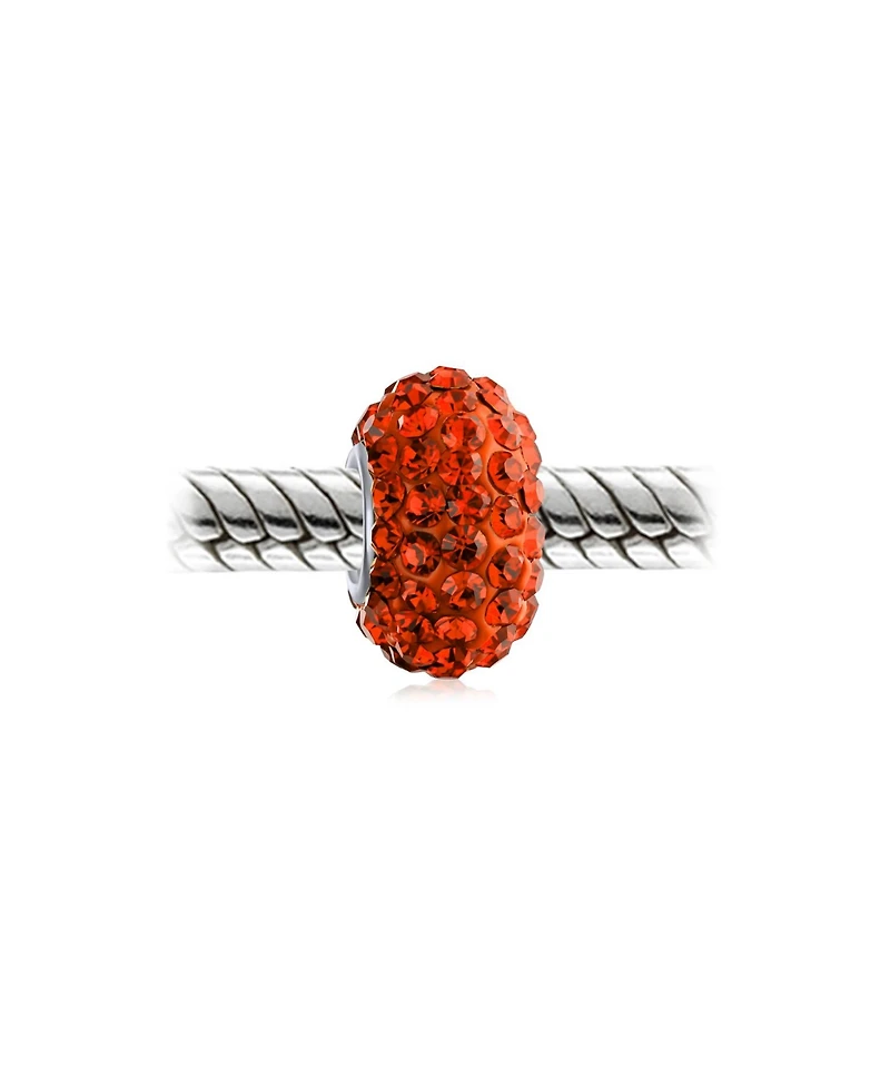 Bling Jewelry Set of 3 Halloween Red Eyes Skeleton Pirate Skull & Solid Bright Orange Spacer Charm Bead Sterling Silver