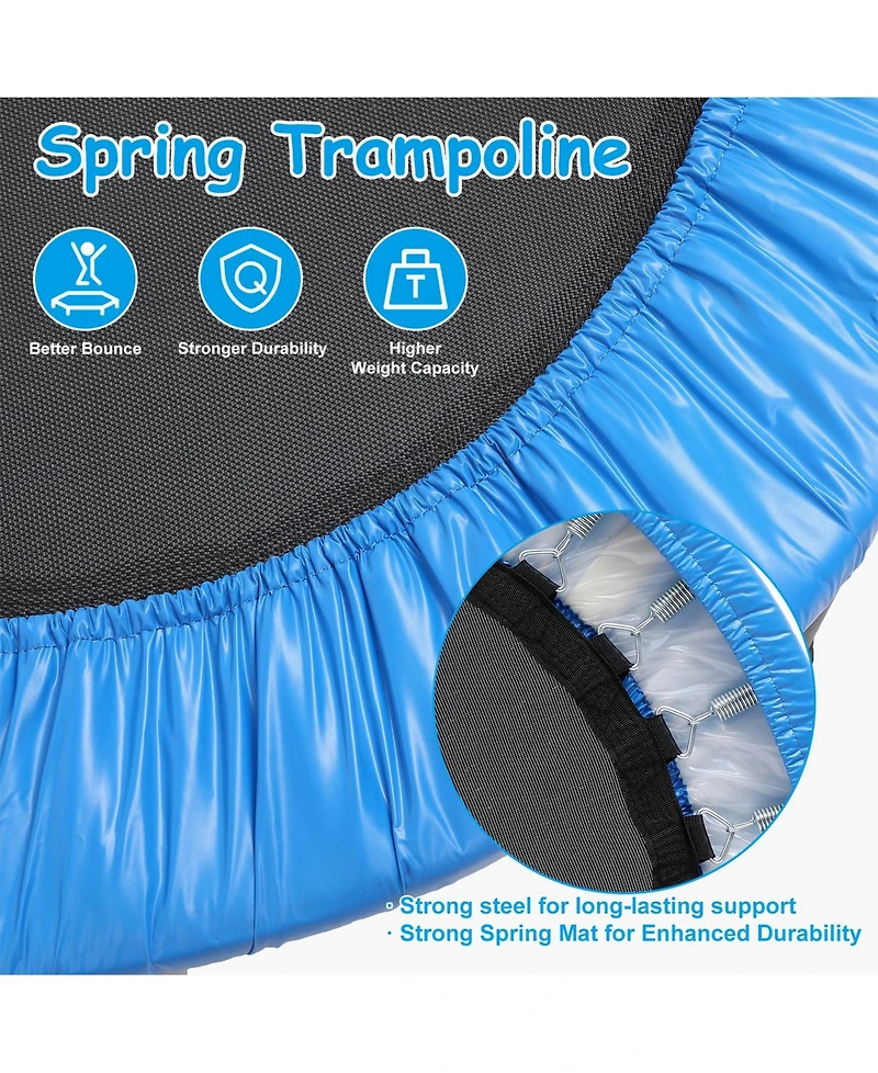 Sugift Kids Trampoline Rebounder with Padded Handrail, Foldable Mini Indoor Trampoline for Toddlers, Balance and Fitness Training