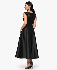Betsy & Adam Women's Boat-Neck Bow-Shoulder A-Line Dress