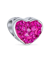 Bling Jewelry Set of 2 I Love You Princess Heart & Solid Pink Crystal Bead Charm Sterling Silver for Bracelet
