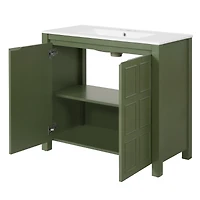 Casainc 36" Bathroom Vanity Organizer with Ceramic Sink, Stylish & Functional Storage