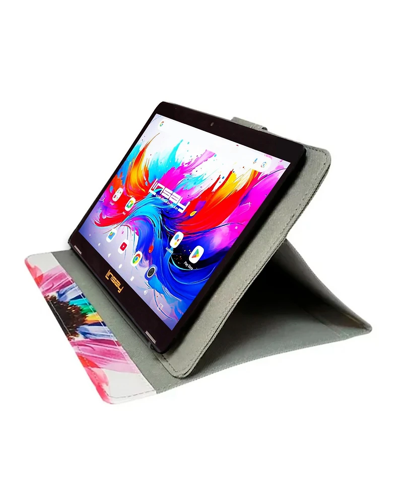 Linsay 10.1"Octa Core 256GB Storage Android 15 Tablet with Rainbow Marble Case