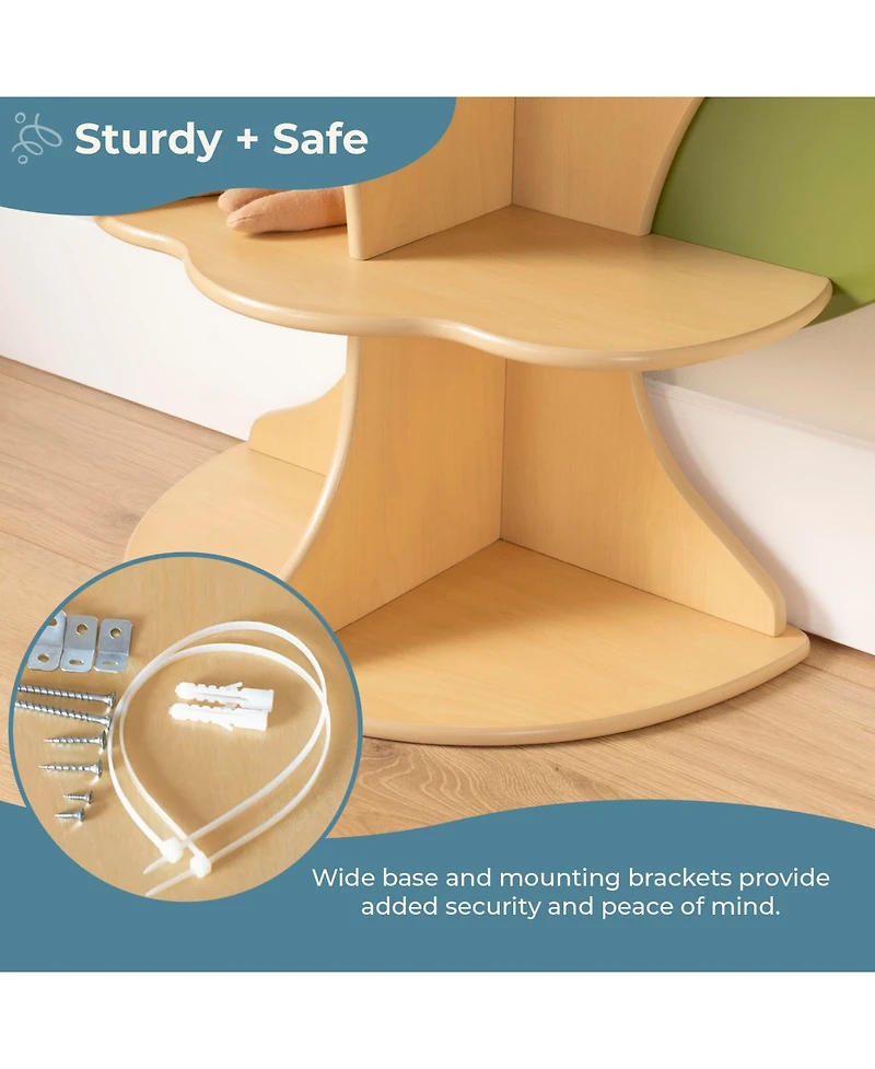 Guidecraft Kids Tree Bookshelf: Library Bookcase, Toddler Book Shelf, Green Wood 4 Tier Bookshelf, Nursery Furniture Decor, Bedroom & Playroom Storage