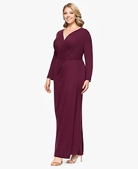Betsy & Adam Plus Long-Sleeve Matte Jersey Dress