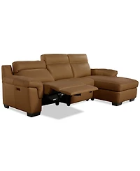 Julius Ii 3-Pc. Leather Chaise Sectional with 1 Power Recliner, Macy's Exclusive