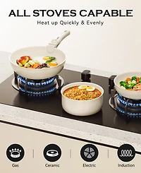 Sugift 18-Piece Non-Stick Cookware Set with Silicone Tools, Detachable Handles