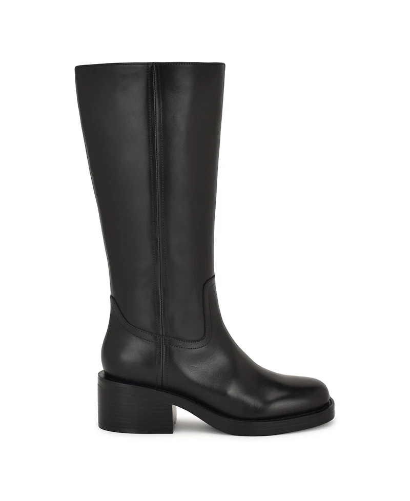 Nine West Women's Broklyn Tall Leather Block Heel Boots