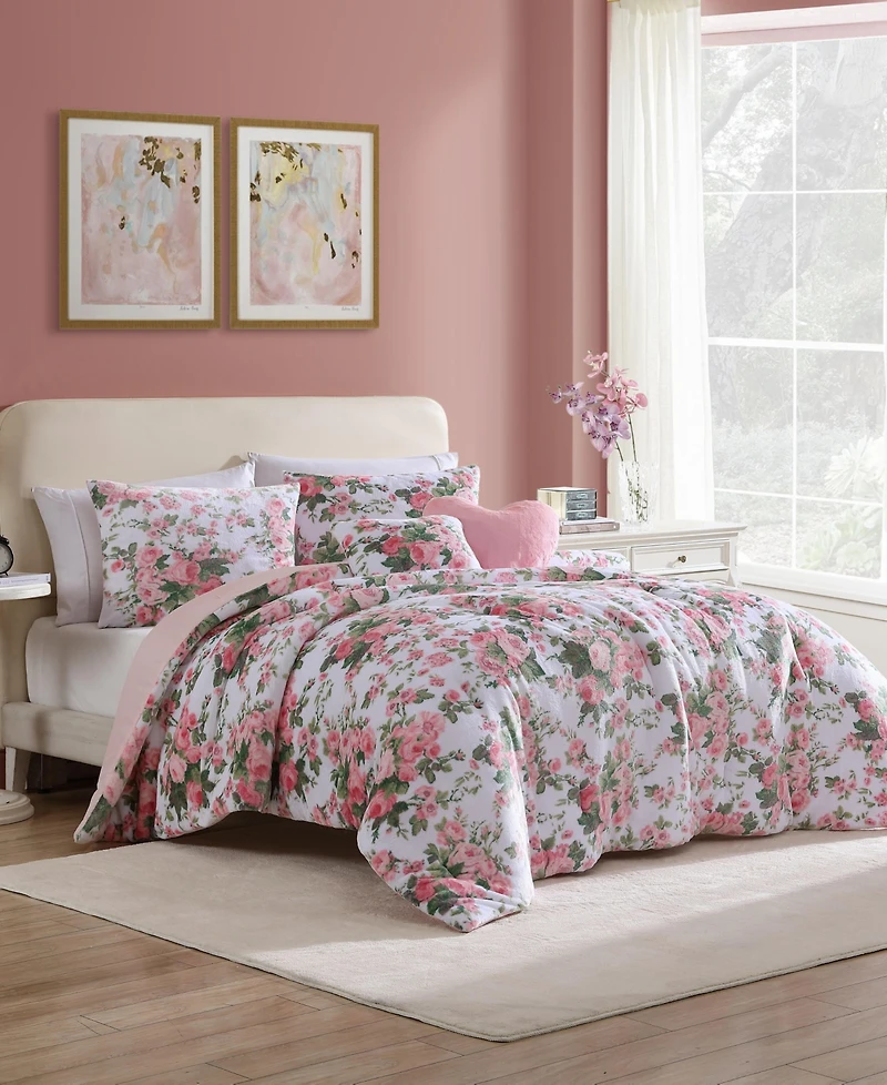 Betsey Johnson Vintage Floral Plush 4-Pc. Comforter Set, Twin