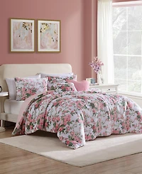 Betsey Johnson Vintage Floral Plush 4-Pc. Comforter Set, Twin