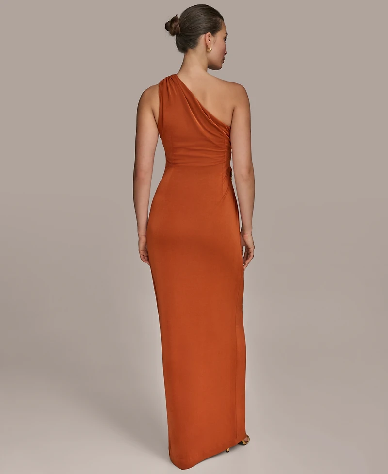 Donna Karan New York Women's Asymmetric Slinky-Knit Gown