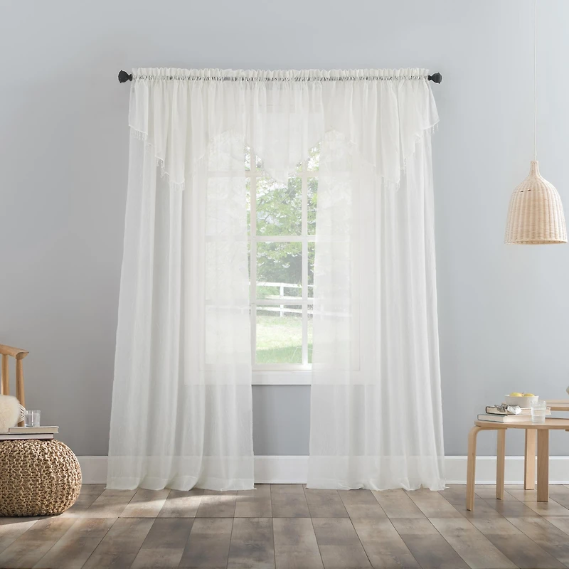 Crushed Sheer Voile Rod Pocket Curtain Panel