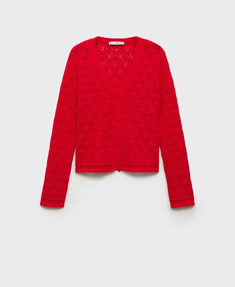 Mango Women's Openwork Detail Knit Cardigan