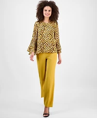 Kasper Women's Printed Ruffle-Cuff Bell-Sleeve Blouse