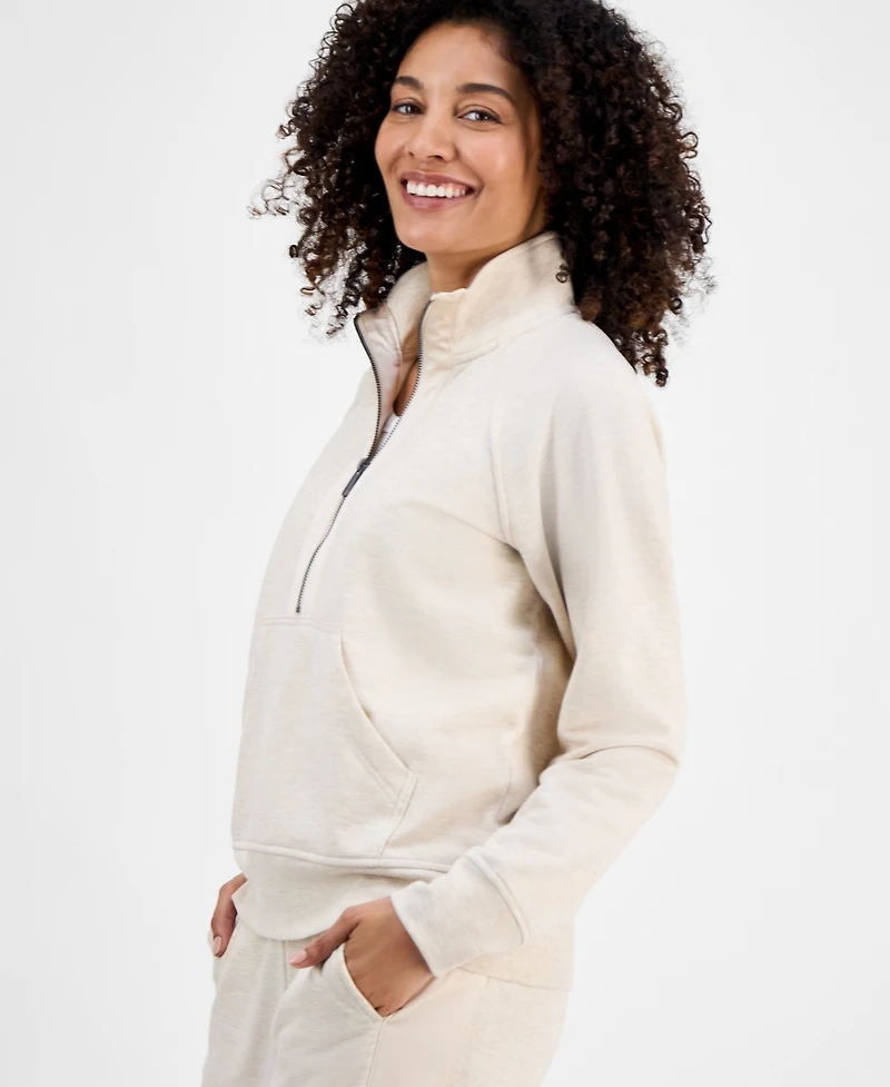 Style & Co Petite Heathered Cloud Fleece Half-Zip Sweatshirt, Macy's Exclusive