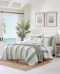 Tommy Bahama La Prisma Stripe Texture Cotton 3-Pc. Quilt Set, King
