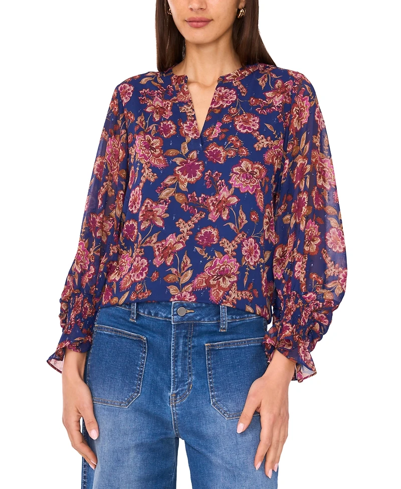 Vince Camuto Women's Split-Neck Long-Sleeve Blouse