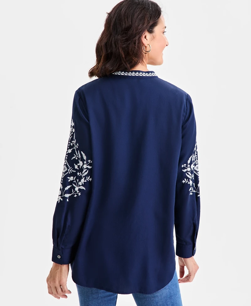 Style & Co Women's Embroidered Long-Sleeve Tunic, Macy's Exclusive