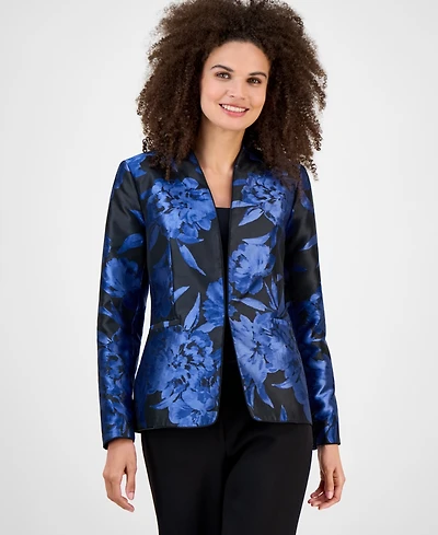 Kasper Floral Jacquard Open-Front Jacket, Regular & Petite