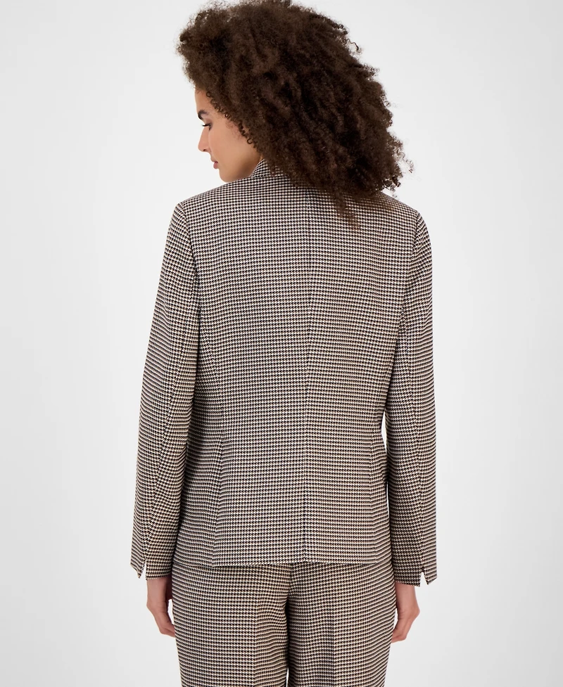 Kasper Houndstooth Single-Button-Front Jacket, Regular & Petite