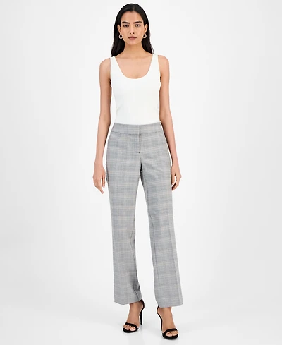 Kasper Women's Plaid-Print Mid-Rise Straight-Leg Pants, Regular & Petite