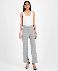 Kasper Women's Plaid-Print Mid-Rise Straight-Leg Pants, Regular & Petite