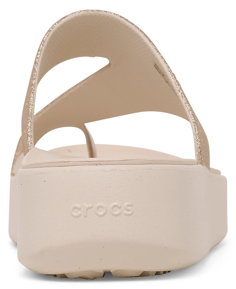 Crocs Women's Getaway Platform Glitter Toe Loop Casual Sandals from Finish Line