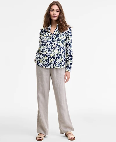Charter Club Women's 100% Linen Drawstring Pants, Created for Macy's