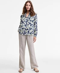 Charter Club Women's 100% Linen Drawstring Pants, Created for Macy's